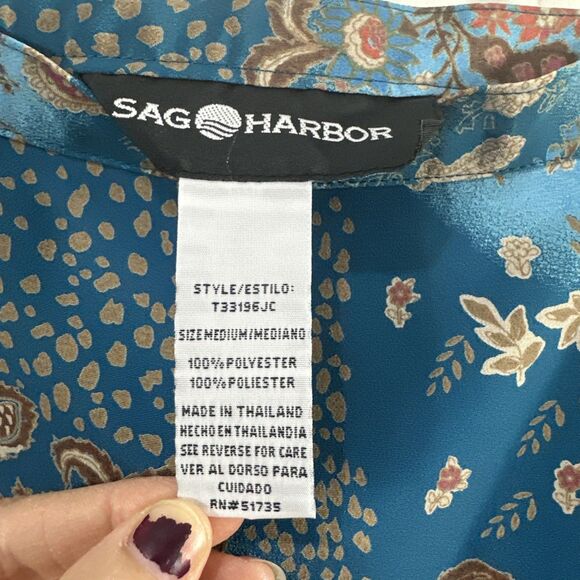 Sag Harbor Blue Paisley Aline Flowy Midi Skirt Womens Size M Boho Whimsical - Picture 9 of 11